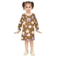 thumbnail image 2 of Girls' long-sleeved dress Bow Shell Girls' A-line dress with ribbed cuffs Soft and comfortable, 2 of 6