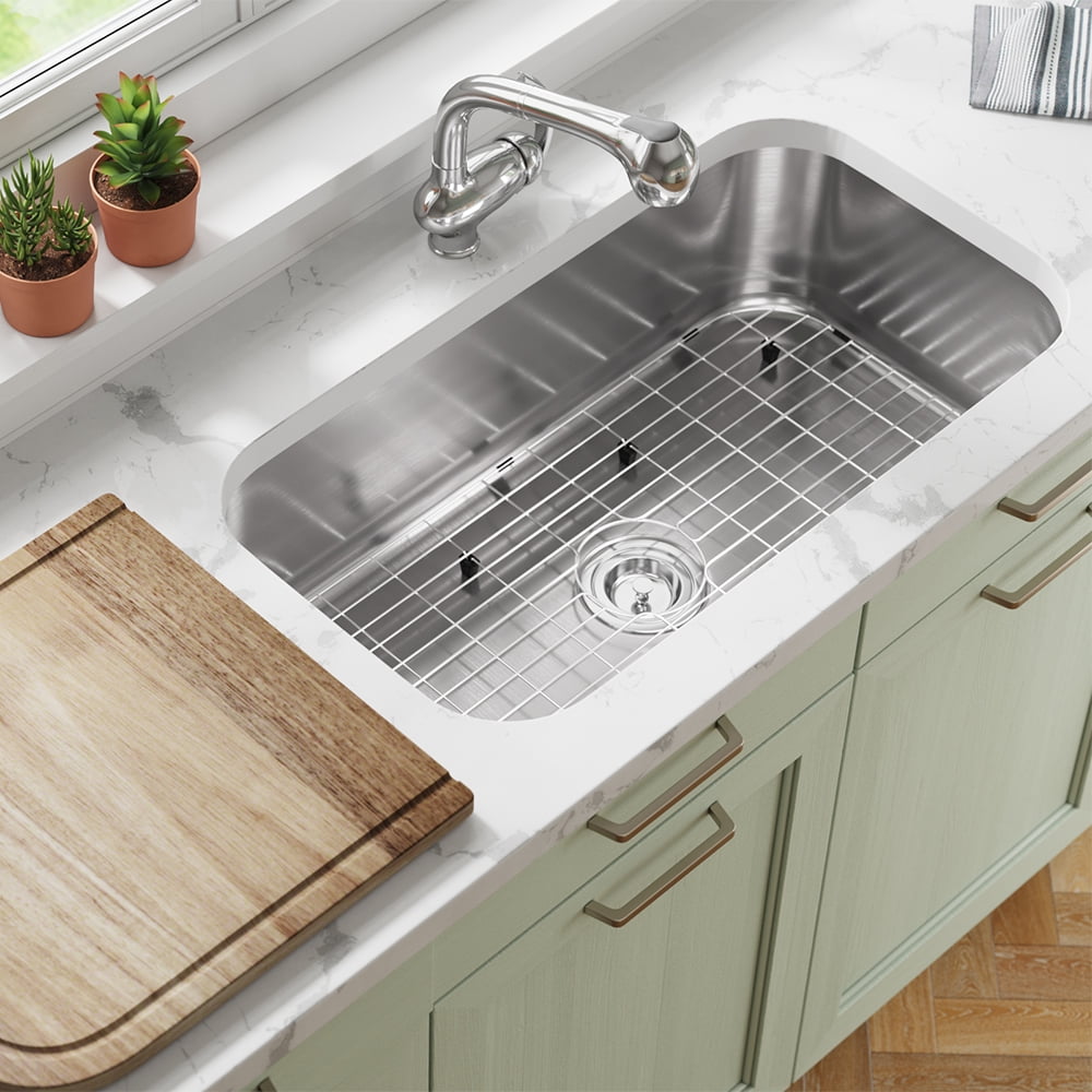 3218C 18 Gauge Single Bowl Stainless Steel Kitchen Sink, Basket