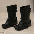thumbnail image 6 of Viluyesy Womens Mid Calf Boots, Hidden Heel Square Toe Fashion Buckle Flodover Slouch Boots Black, 6 of 7