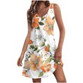 thumbnail image 2 of Ovzne Robes pour Femmes Robe de Plage Mode Été avec Poches Imprimées Sans Manches Col en V Robe de Vacances Imprimée en Solde, 2 of 6