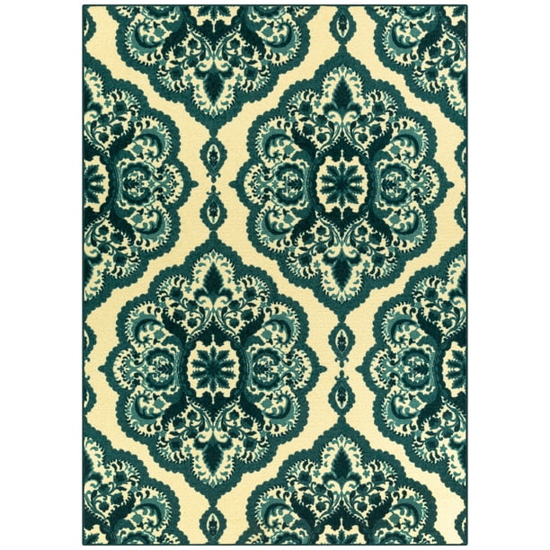 Mainstays Traditional Roxanne Medallion Teal Blue Area Rug, 5'x7