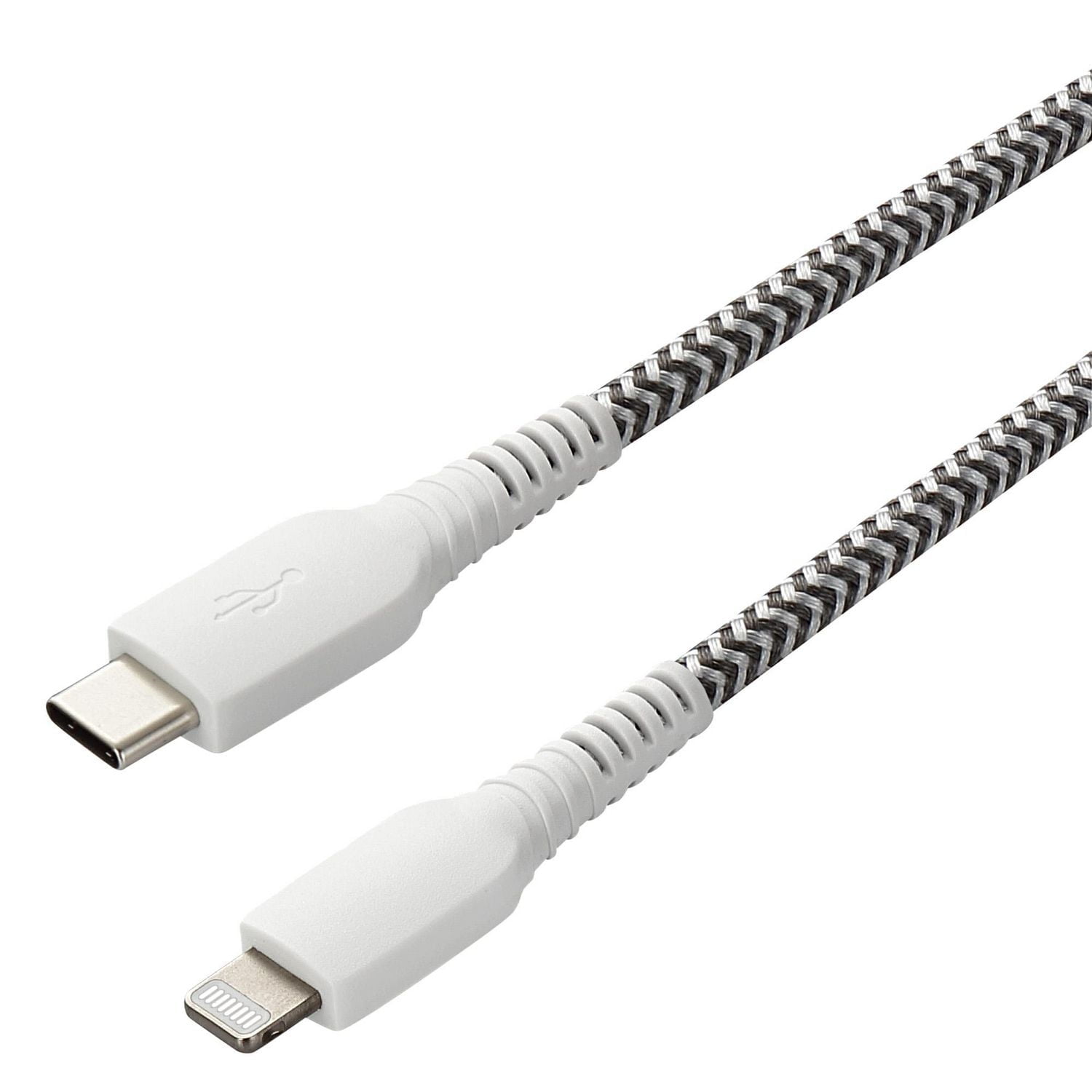 blackweb 6 FT Lightning to USB-C Charge and Sync Cable with Durable Braided Cable (White)