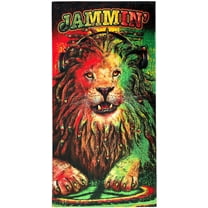 Rasta Lion Beach Towel 30 x 60 inch 100% Cotton Jammin' Rastafari and Dreadlocks