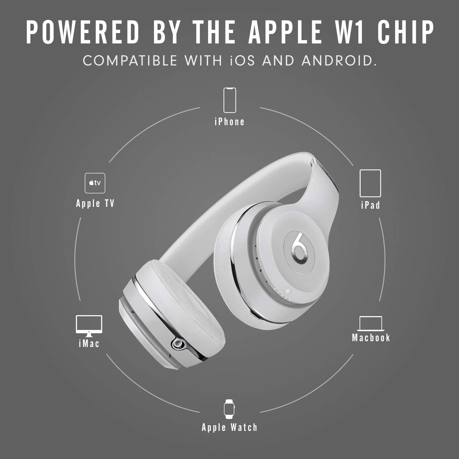 Beats Solo3 Wireless On-Ear Headphones - Apple W1 Headphone Chip, Class 1 Bluetooth, 40 Hours of Listening Time, Built-in Microphone - Silver