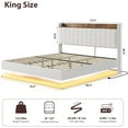 thumbnail image 2 of Floating Bed Frame King with LED Lights & USB Charging Station – Modern Upholstered Platform Bed with Headboard, Solid Wood Slats Support, No Box Spring, Easy Assembly, Noise-Free, White, 2 of 8