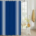 thumbnail image 4 of Fabric Shower Curtain White Stripes Geometric Blue Background Shower Curtains with 12 Hooks Waterproof Machine Washable Bath Curtains for Bathroom, 72 x 72in, 4 of 6