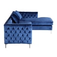 thumbnail image 4 of Chic Home Monet Velvet Modern Contemporary Button Tufted with Silver Nailhead Trim Silvertone Metal Y-leg Right Facing Sectional Sofa, Navy, 4 of 8