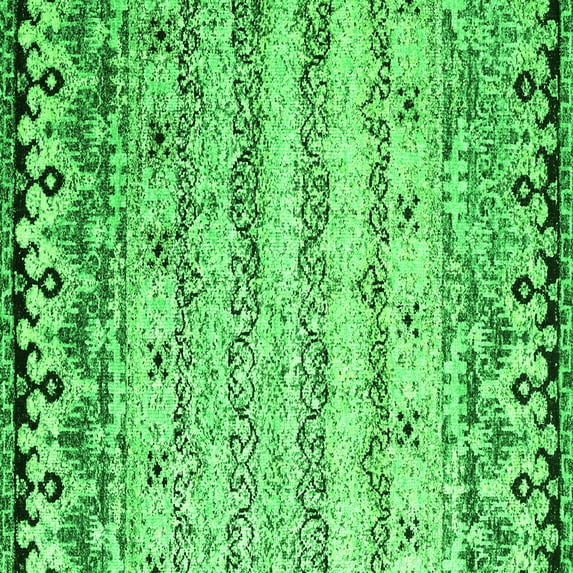 Ahgly Company Indoor Square Abstract Green Contemporary Area Rugs, 5' Square