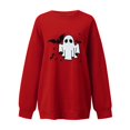 thumbnail image 4 of Halloween Sweatshirt for Women Hoodless Sweatshirt Casual Long Sleeve Graphic Crewneck Pullover Top for Women Red XXL, 4 of 7