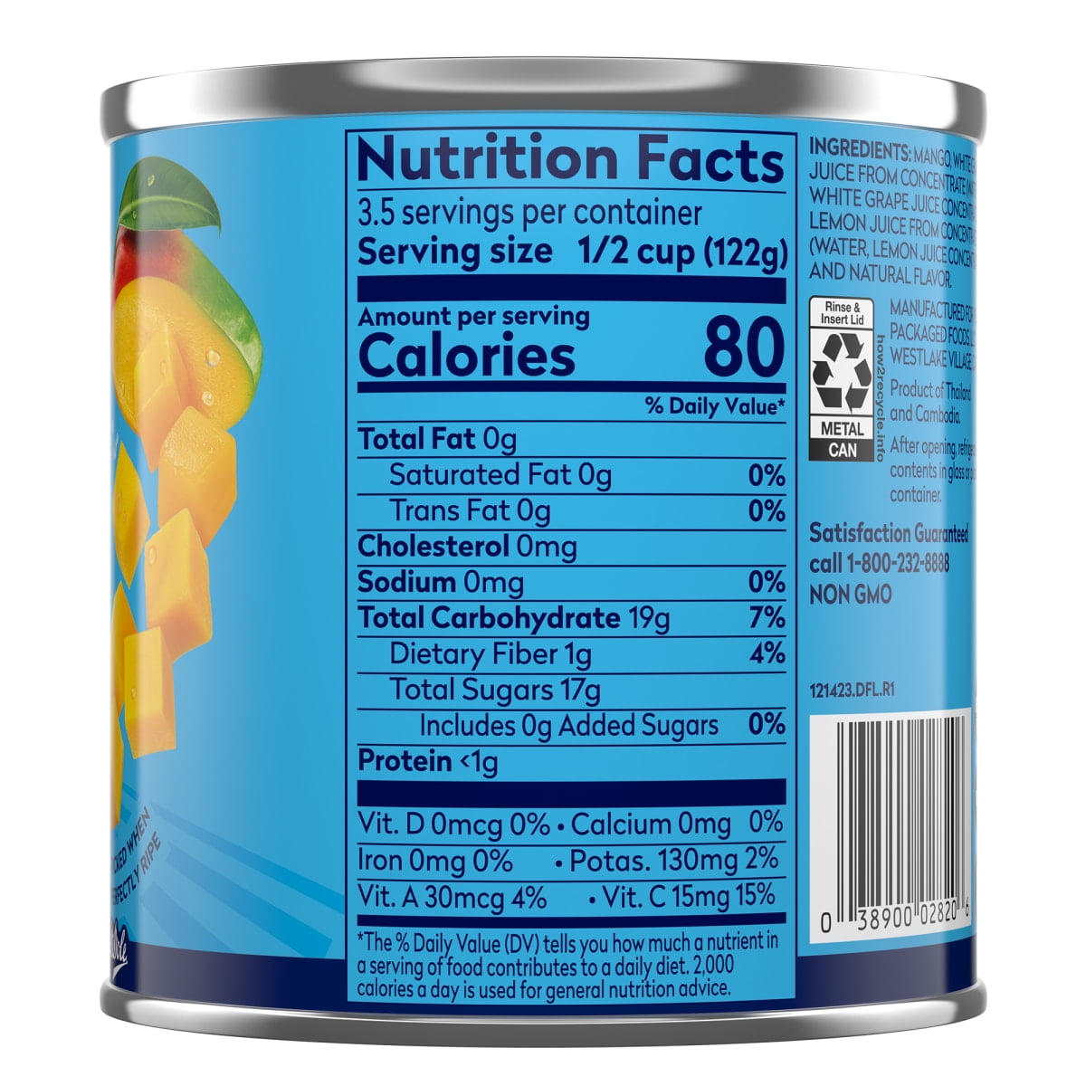 (2 pack) Dole Mango Chunks in a Blend of 100% Juice*, 15.5 oz