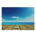 thumbnail image 2 of Landscape Cutting Board, Seascape View from Pier Under Cloudy Vivid Summer Sky Beach Theme Print, Decorative Tempered Glass Cutting and Serving Board, Large Size, Blue White Brown, by Ambesonne, 2 of 5