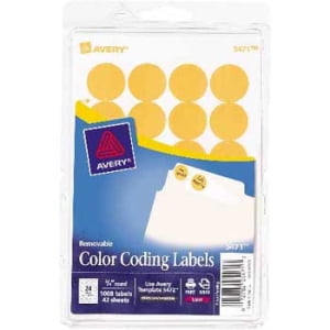 avery color coded label  removable adhesive  075