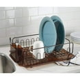 thumbnail image 3 of InterDesign Forma Lupe Kitchen Dish Drainer Rack with Tray for Drying Glasses, Silverware, Bowls, Plates - Amber/Bronze, 3 of 5