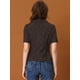 thumbnail image 4 of Blusa de lunares con corazón dulce para mujer, cuello en V, manga corta, casual, con botones Negro L, 4 of 6