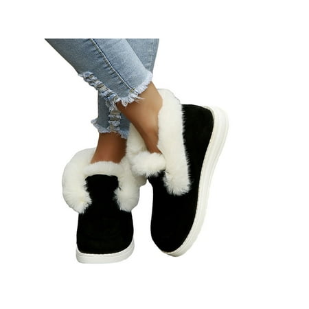 

Crocowalk Womens Booties Moccasins Ankle Boots Fuzzy Slippers Plush Lining Ladies Winter Warm Shoes for Womens Indoor Outdoor