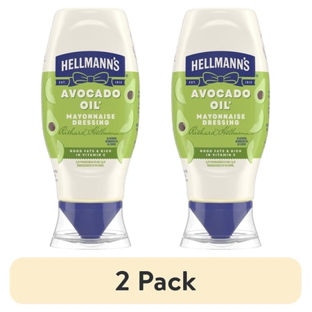 (2 pack) Hellmann's Avocado Oil Mayonnaise Dressing Condiments, 11.5 fl oz Squeeze Bottle