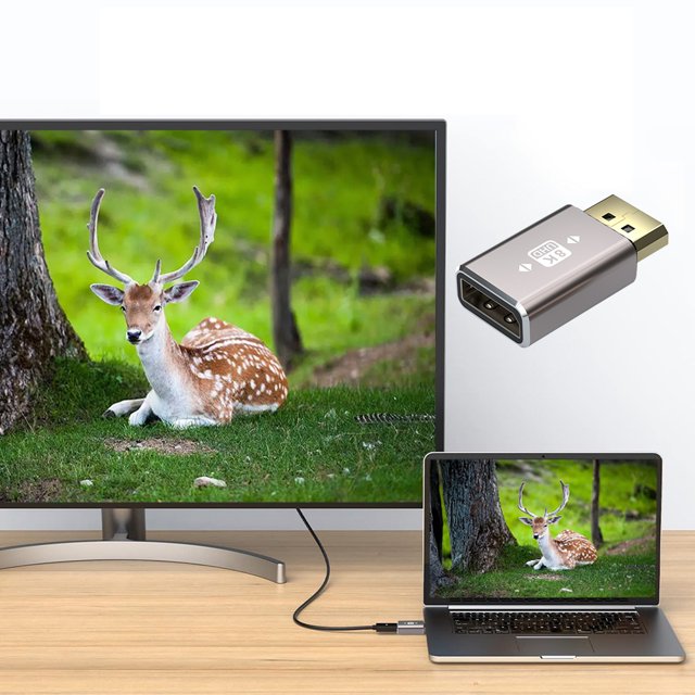Adaptador DP a DP 8K60Hz 32,4 Gbps compatible con Displayport 1.4 chapado en oro para ordenador portátil