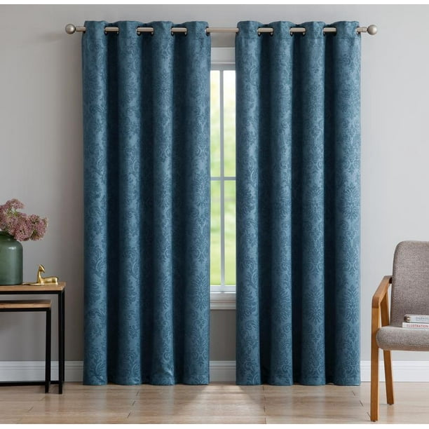 Evelyn Embossed Thermal Grommet Blackout Curtain Room Darkening, Noise