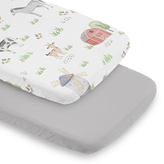 Sweet Jojo Designs Farm Animals Multicolor Baby Bassinet Fitted Sheets 2 Piece Set
