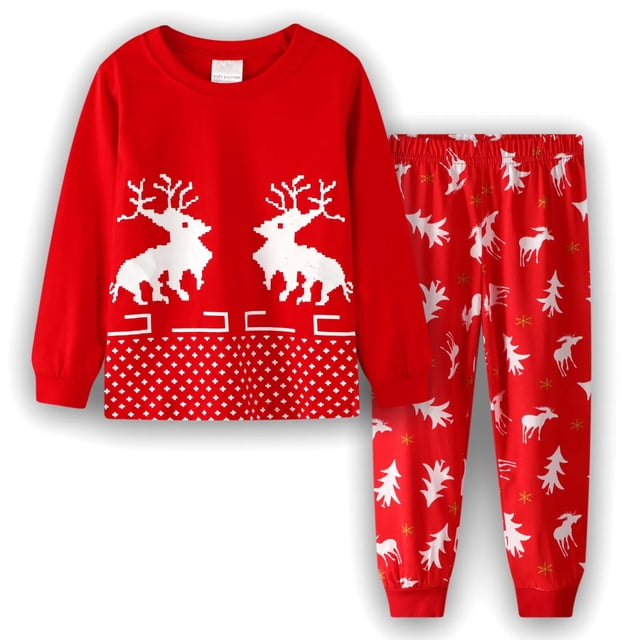 Conjuntos de pijamas de algodón para niños y niñas, ropa de dormir de primavera y otoño para Navidad