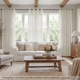 thumbnail image 2 of TURCURNO Light Filtering Linen Curtains for Living Room and Office,Soft Fabric Bronze Grommet Semi Sheer Privacy Drapes 2 Panels,Ivory White,52"x96", 2 of 10