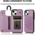 thumbnail image 5 of Design for iPhone 14 Plus Case with Tempered Glass Screen Protector Credit Card Holder Slot, PU Leather Wallet Phone Cases Kickstand Protective Cover for iPhone14plus iP14+ Women 6.7" Purple, 5 of 7