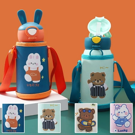 

YX STORE 1 Set 500ML Long Term Insulation Vacuum Flask with Sleeve Leak-proof Easy to Carry Cartoon Children Thermal Water Bottle for Daily Use