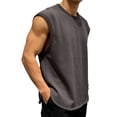 thumbnail image 3 of FRSASU Tank Top for Men Textured Sleeveless Streetwear Shirts Muscle Gym Workout Causal Summer Tank Tops Dark Gray, 3 of 7