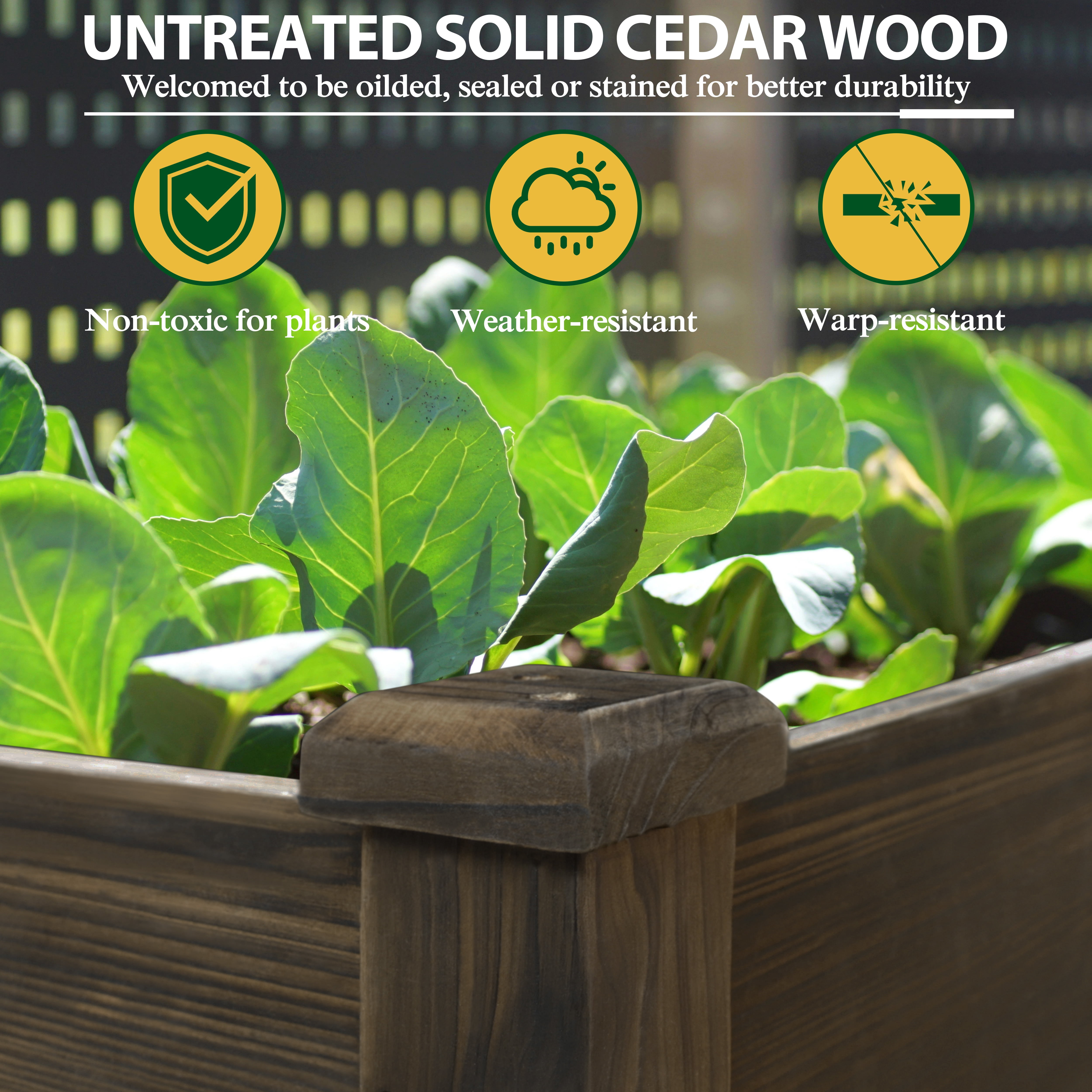 VEIKOUS 72.4"H Raised Garden Bed, Cedar Wood 6.8 Cu Ft Elevated Planter Box for Vegetables, Flowers, Herbs w/Drainage Holes, Rustic