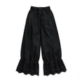 thumbnail image 2 of Fengqque Womens Wide Leg Pants Elastic Waist Drawstring Lace Beach Boho Casual Long Trousers Black M(M), 2 of 7