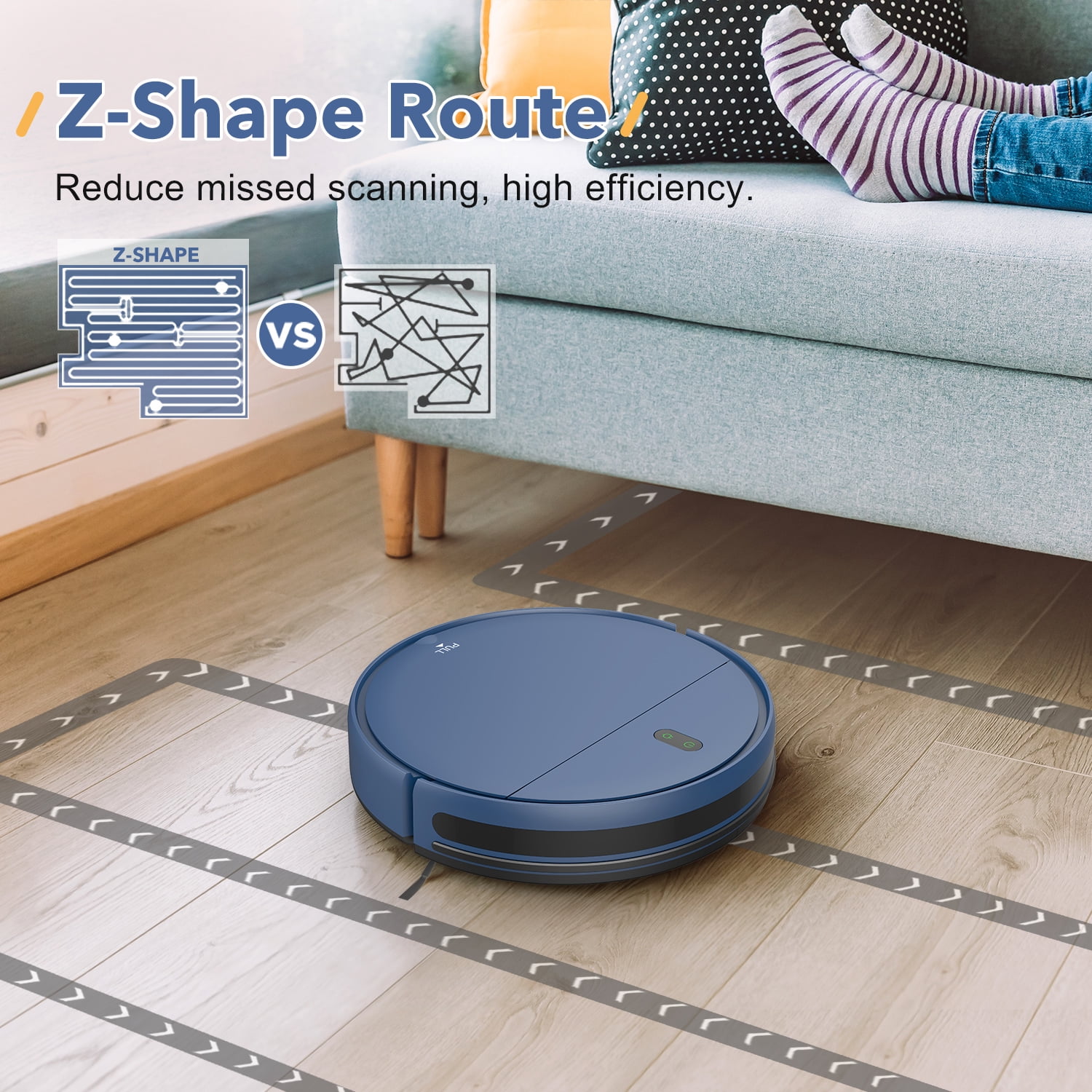 SIQDAK Robot Vacuum Cleaner 1800Pa Strong Suction Intelligent Sweeping Mopping Automatic Robotic Vacuum with Timer Function Multiple Cleaning Modes for Pet Hair Hard Floor Carpet 