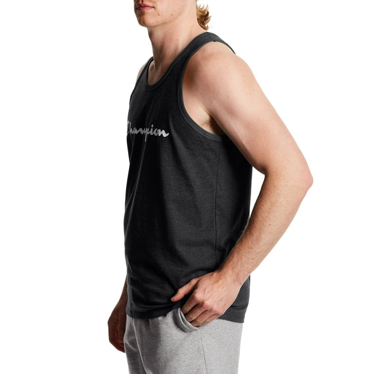 Champion Men's Classic Script Logo Jersey Mens Tank Top Champion Men's Classic Script Logo Jersey Mens Tank Top