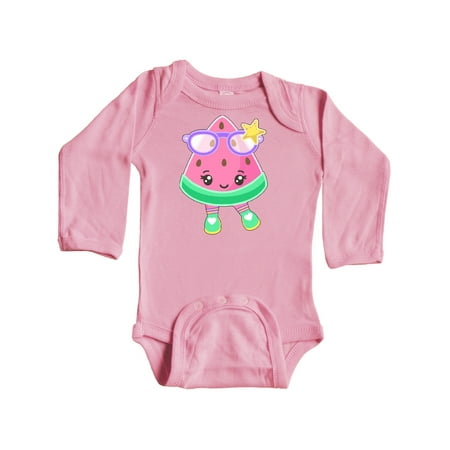 

Inktastic Cute Watermelon with Sunglasses Gift Baby Boy or Baby Girl Long Sleeve Bodysuit
