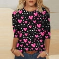 thumbnail image 2 of gakvbuo Valentine Day Shirt for Women Trendy 3/4 Sleeve Tunic Tops Cute Graphic Tees Round Neck Casual Funny Shirts Tops Blouse, 2 of 5