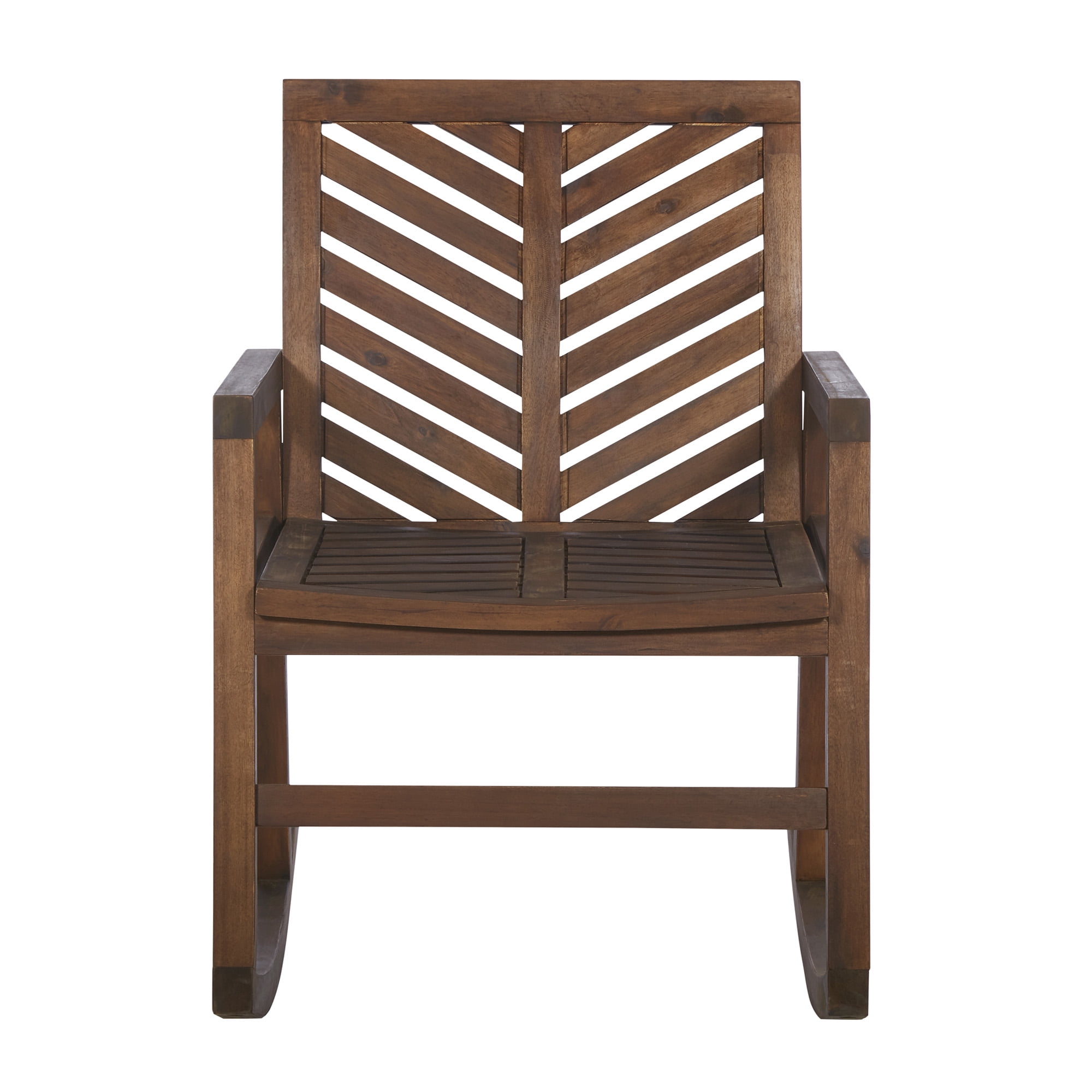 Walker Edison Outdoor Patio Chevron Rocking Chair, Dark Brown