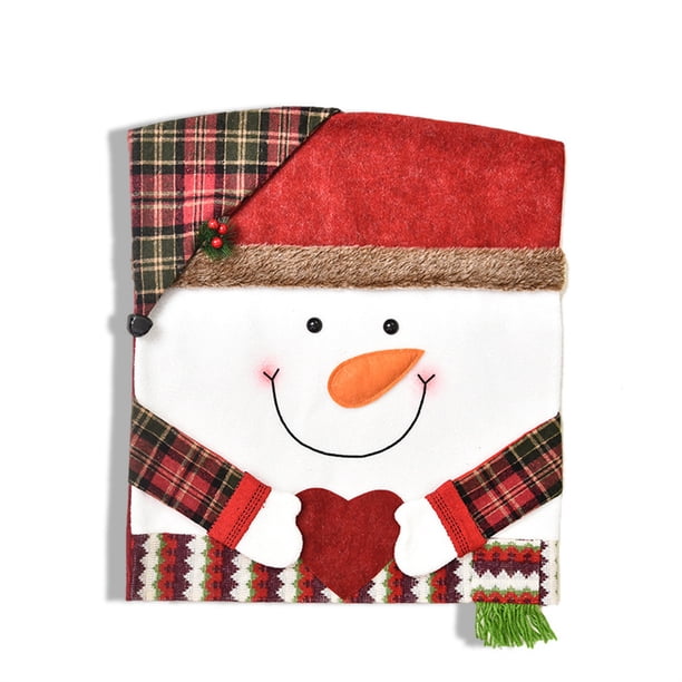 Toystoory Funda trasera de silla de tela de franela de muñeco de nieve de Papá Noel, fundas de asiento suaves y lisas para el hogar, decoración Kits de decoración para fiestas Muñeco de nieve Toystoory HA009740-02B