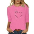 thumbnail image 1 of Blouse pour Femmes T-shirt Imprimé Mi-Longueur Manches 3/4 Blouse Col Rond Hauts Décontractés, 1 of 1