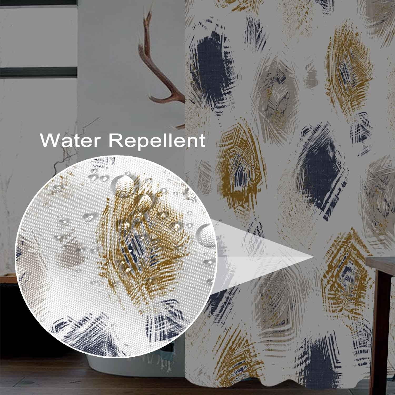 Yellow Shower Curtain for Bathroom Abstract Yellow Gray Watercolor Shower Curtain Set with Hooks Contemporary Oil Panting Fabric Waterproof Shower Curtains 84x84inches
