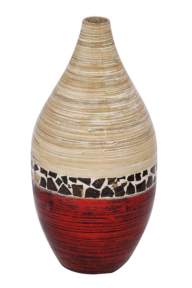 20 Spun Bamboo Vase Bamboo In Natural Bamboo And Metallic Walmart