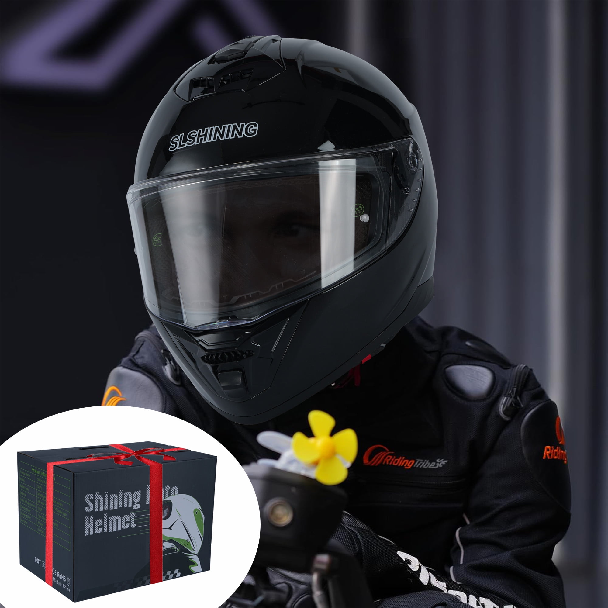 Geemuslly Adult Full-Face Motorcycle Helmet with DIY LED Screen,DOT Approved,Visibility LED Display Smart APP Controlled DIY Helmets for Men and Women