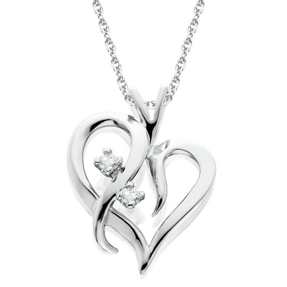 Pompeii Heart Shape Genuine Diamond Pendant High Polished White Gold (G/H,I1)