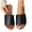 Black, variant on HaiMao Women's PU Leather Open Toe Flat Sandals Single Band Summer Casual Slip on Slides Yellow 9.5(43)