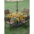 thumbnail image 3 of Outdoor Tablecloth with Umbrella Hole and Zipper, Sunflowers Blossom Square Table Cloth 60x60 Inch Waterproof Tablecloth, Spring Summer Garden Flowers Check Picnic Table Cover for Patio Camping, 3 of 7