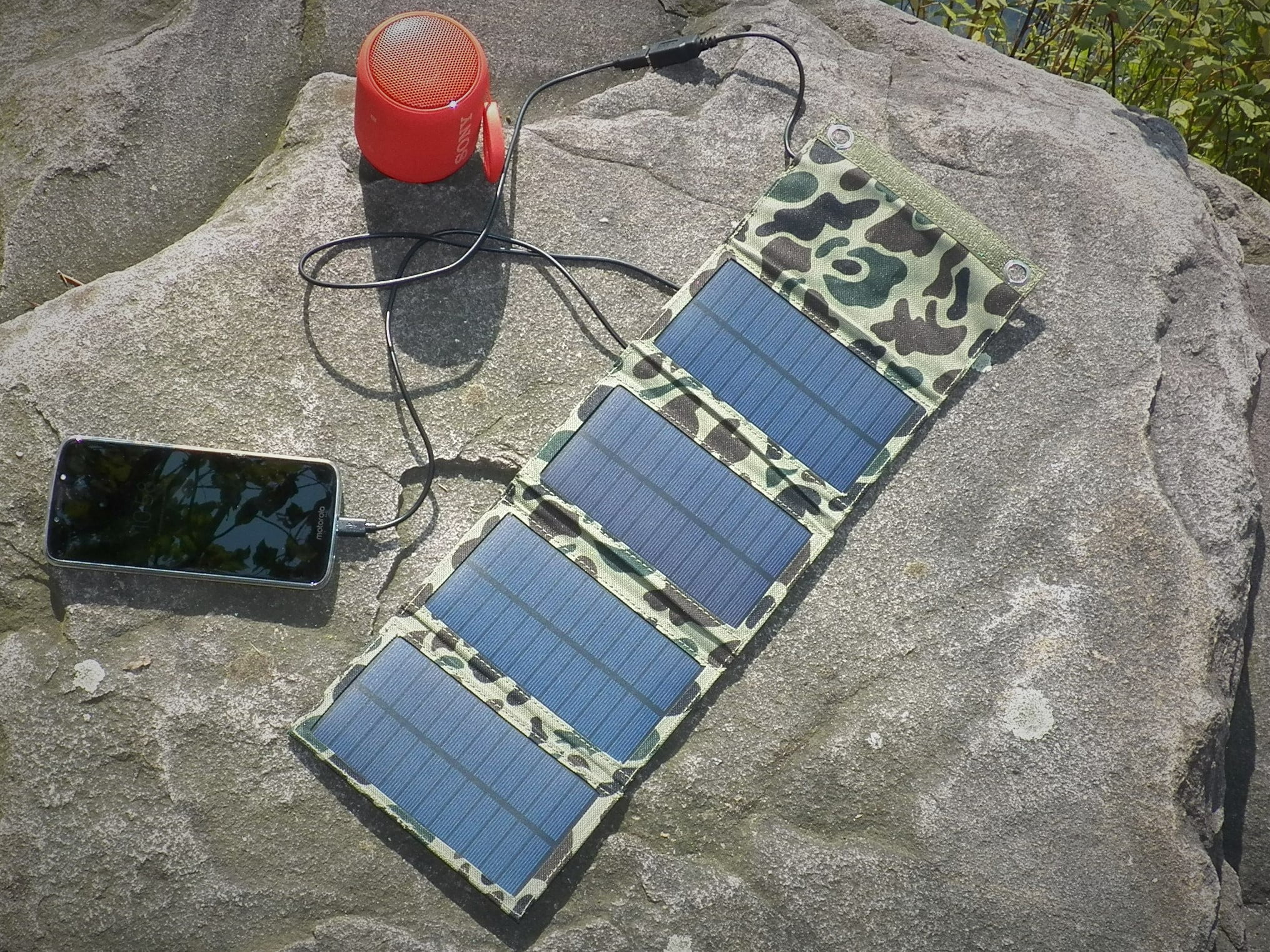 Helios Mini Folding Solar Charger with Power Bank, Camouflage