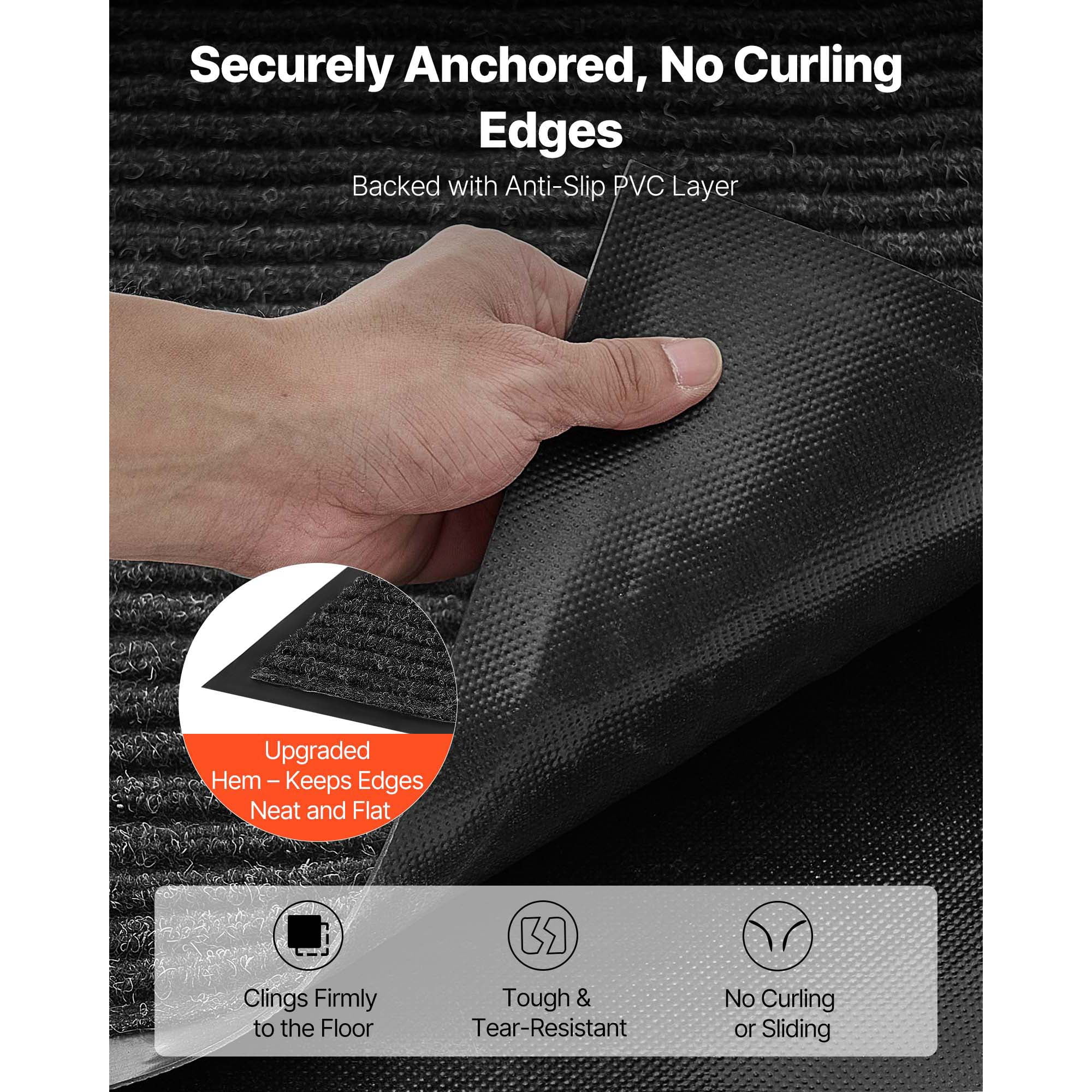 KFFKFF Durable Front Door Mat, 6 x 4 ft Industrial Floor Mat for Indoor and Outdoor Use, Stylish Striped Carpet with PVC Backing, Heavy-Duty Washable Entry Rug for Hallway, Balcony, Garage, Grey