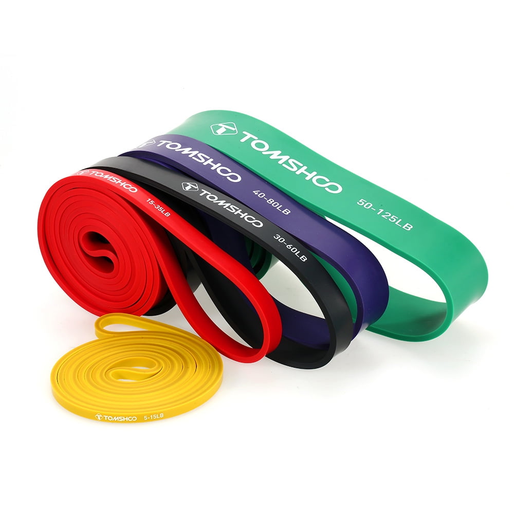 TOMSHOO 5 Packs Pull Up Assist Bands Set Resistance Loop Bands Powerlifting Exercise Stretch Bands with Door Anchor and Handles Walmart