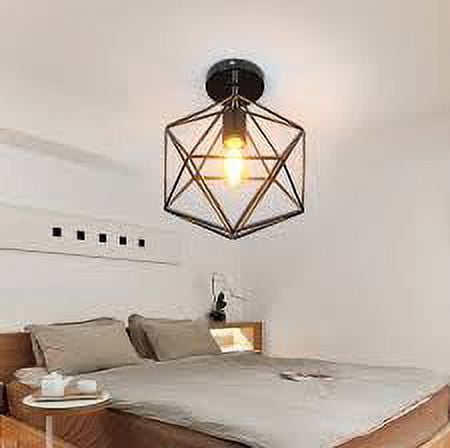 Cage Style Diamond Shape Semi Flush Ceiling Light in browns