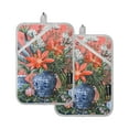 thumbnail image 7 of Yayeee Pot Holders Kitchen Heat Resistant with Pocket 7"x9.8" Cotton Oven Cooking Hot Pads, Orange Vibrant Flowers, 7 of 7