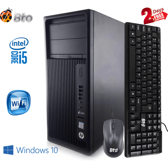 Restored HP Z240 Workstation MT Computer Core i5 6th 3.4GHz 16GB Ram, 1TB HDD, 120GB M.2 SSD Keyboard and Mouse, Wi-Fi, DVD Win10 Pro Desktop PC (Refurbished)