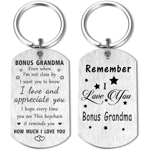 Bonus Grandma Keychain Step Grandmother Mothers Day Keychain Gifts - Remember I Love You Bonus Grandma Gifts for Birthday Mothers Day Retirement
